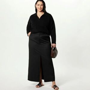 THE DROP Women's Black Roxy Suiting Column Maxi Skirt, NWT! Size XXL